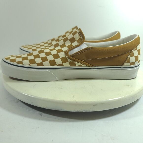 NEW Vans Classic Slip-On Sz 12 Color Theory Checkerboard Golden Brown Sneakers - Picture 5 of 13